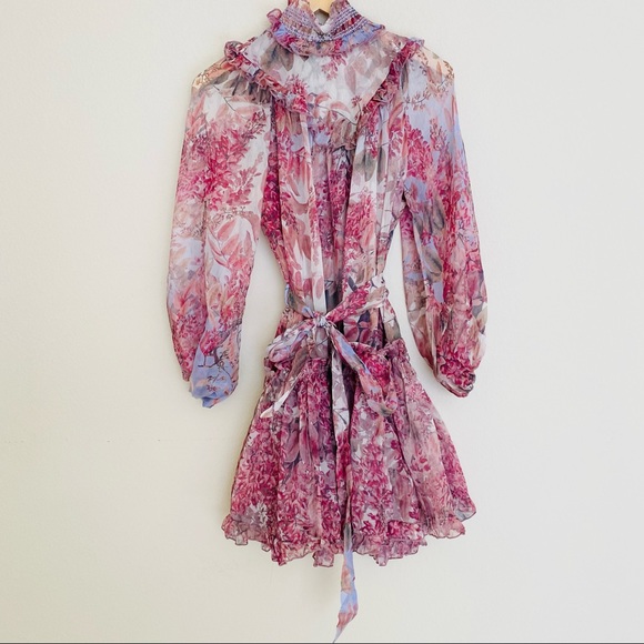 Floral Long sleeve purple dress SZ XS - Picture 3 of 6